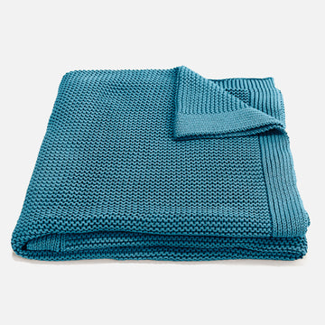 Throw / Blanket - 100% Cotton Ellos Petrol Blue 01