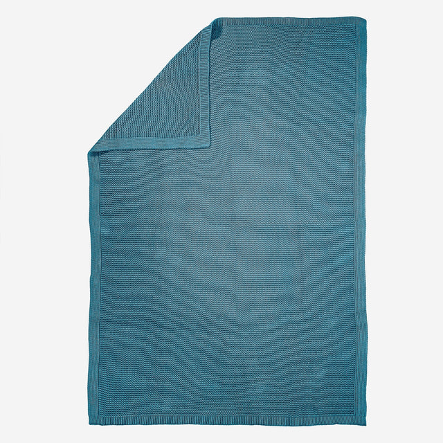 Throw / Blanket - 100% Cotton Ellos Petrol Blue 03
