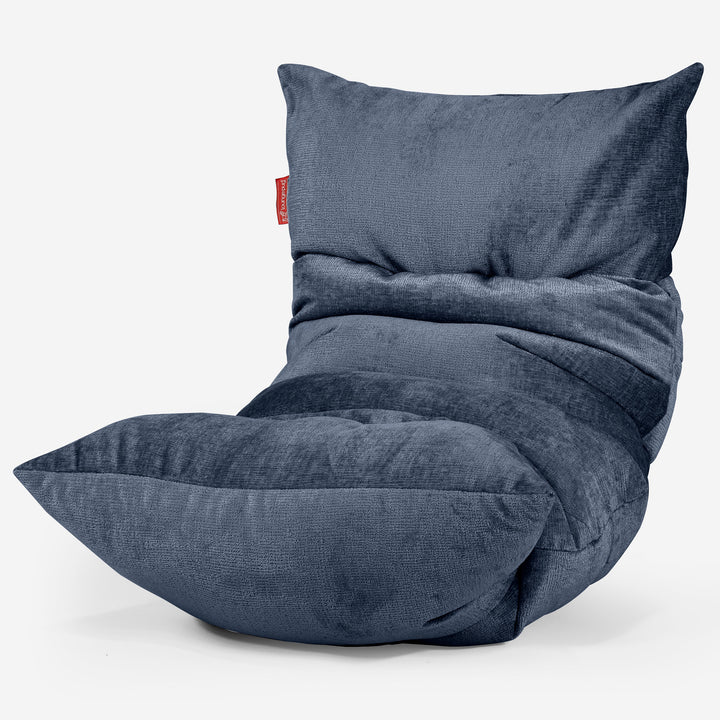 Lounge Pug Eva Lounger Bean Bag Chenille Navy Blue Armless Lounge