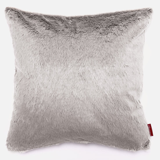 Extra Large Decorative Cushion 70 x 70cm - Faux Rabbit Fur Light Grey