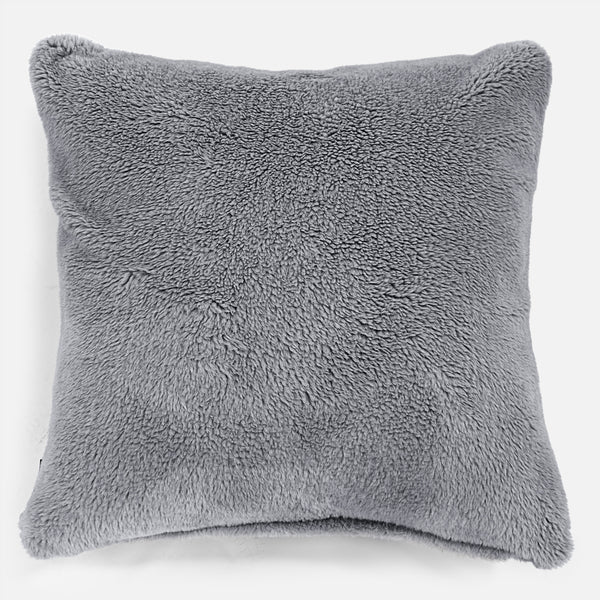 Extra Large Scatter Cushion 70 x 70cm - Teddy Faux Fur Dark Grey 01