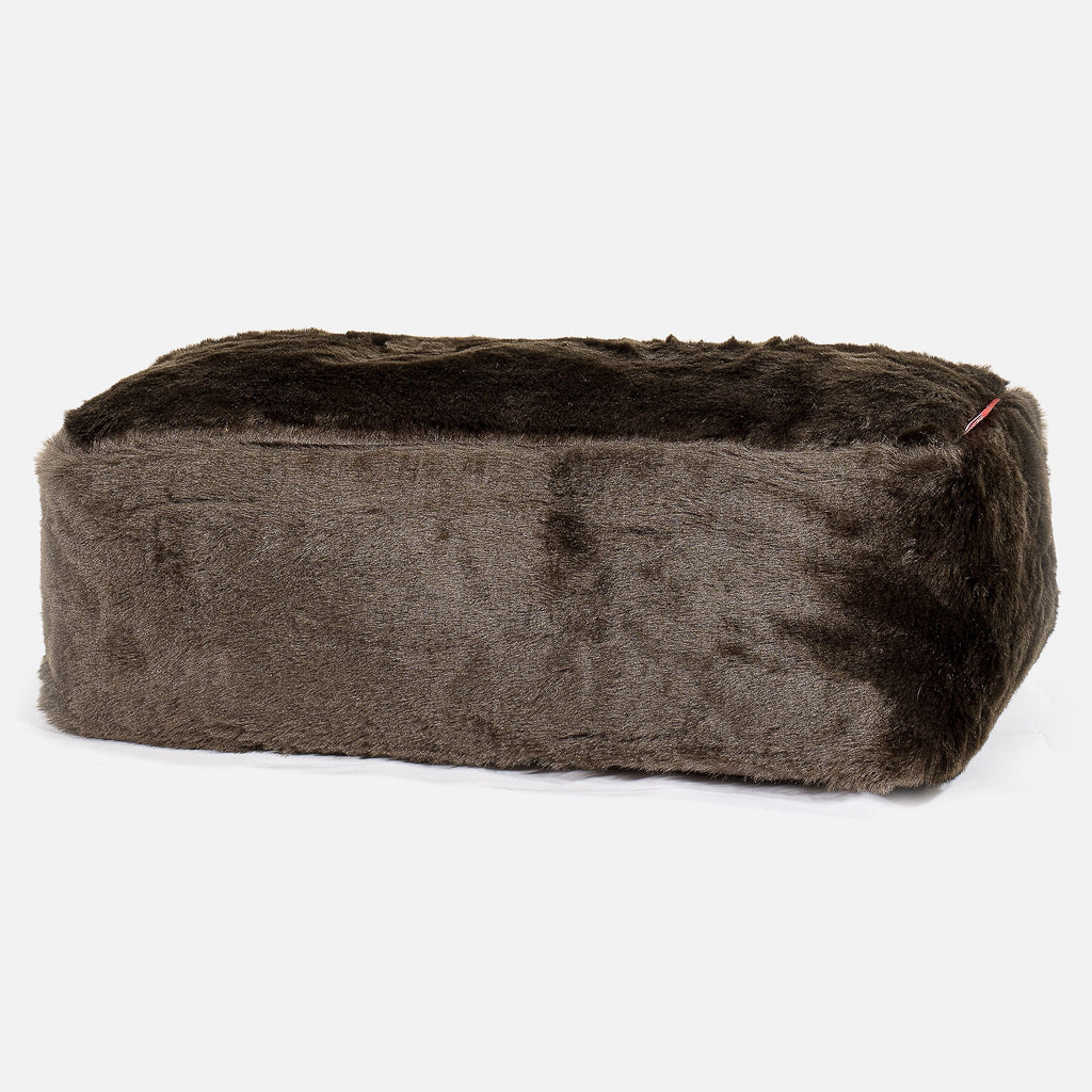 CloudSac 100 Memory Foam Footstool - Faux Fur Sheepskin Brown 01