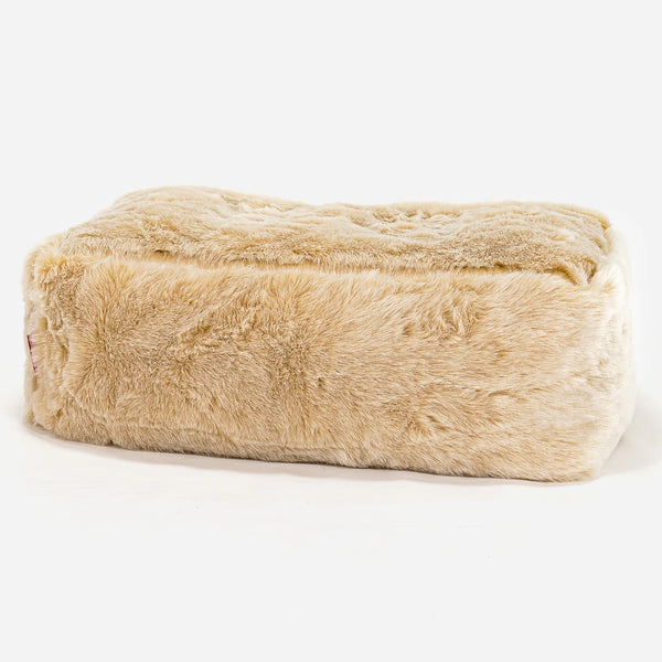 CloudSac 100 Memory Foam Footstool - Faux Fur Sheepskin White 01