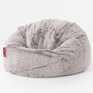 Classic Kids Bean Bag Chair 1-5 yr - Fluffy Faux Fur Rabbit Light Grey