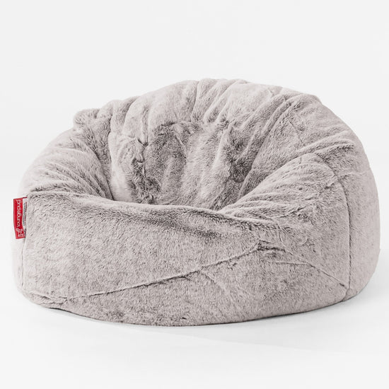 Children's Classic Bean Bag Chair - Faux Rabbit Fur Light Grey 01