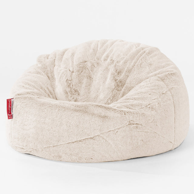 Children's Classic Bean Bag Chair - Faux Rabbit Fur White 01
