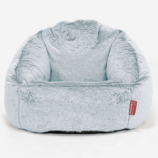 Bubble Bean Bag Chair - Faux Rabbit Fur Dusty Blue 01