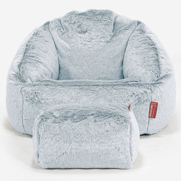 Bubble Bean Bag Chair - Faux Rabbit Fur Dusty Blue 02