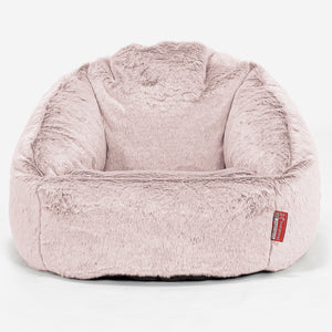 Bubble Bean Bag Chair - Fluffy Faux Fur Rabbit Dusty Pink