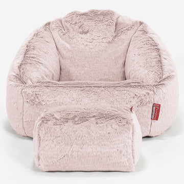 Bubble Bean Bag Chair - Faux Rabbit Fur Dusty Pink 02