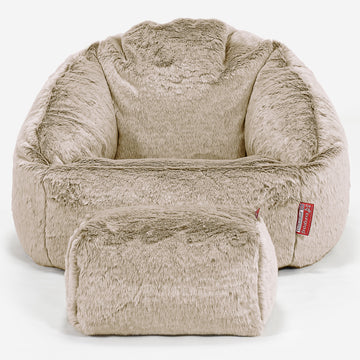 Bubble Bean Bag Chair - Faux Rabbit Fur Golden Brown 02