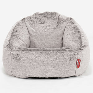 Bubble Bean Bag Chair - Fluffy Faux Fur Rabbit Light Grey