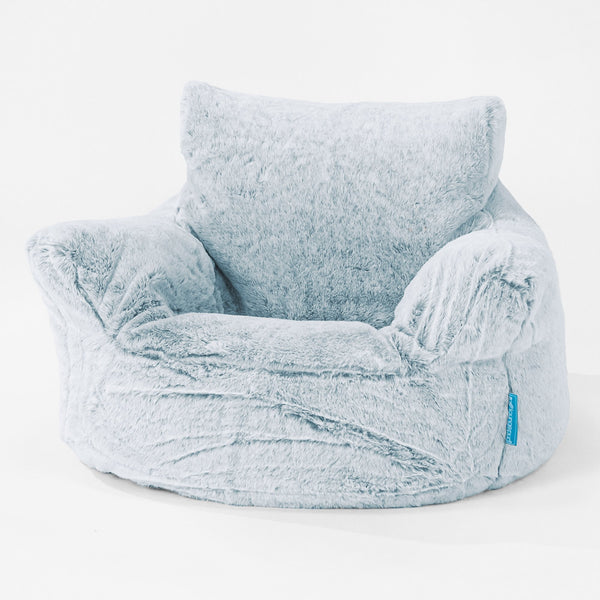 Toddlers' Armchair 1-3 yr Bean Bag - Faux Rabbit Fur Dusty Blue 01