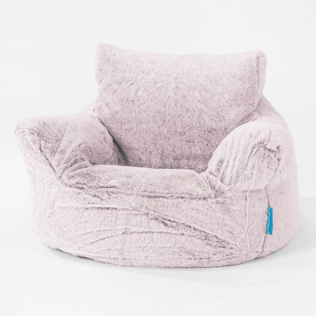 Toddlers' Armchair 1-3 yr Bean Bag - Faux Rabbit Fur Dusty Pink 01