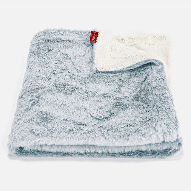 Sherpa Throw / Blanket - Faux Rabbit Fur Dusty Blue 01