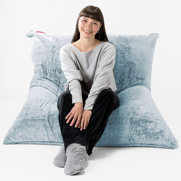 XL Pillow Beanbag - Faux Rabbit Fur Dusty Blue 01