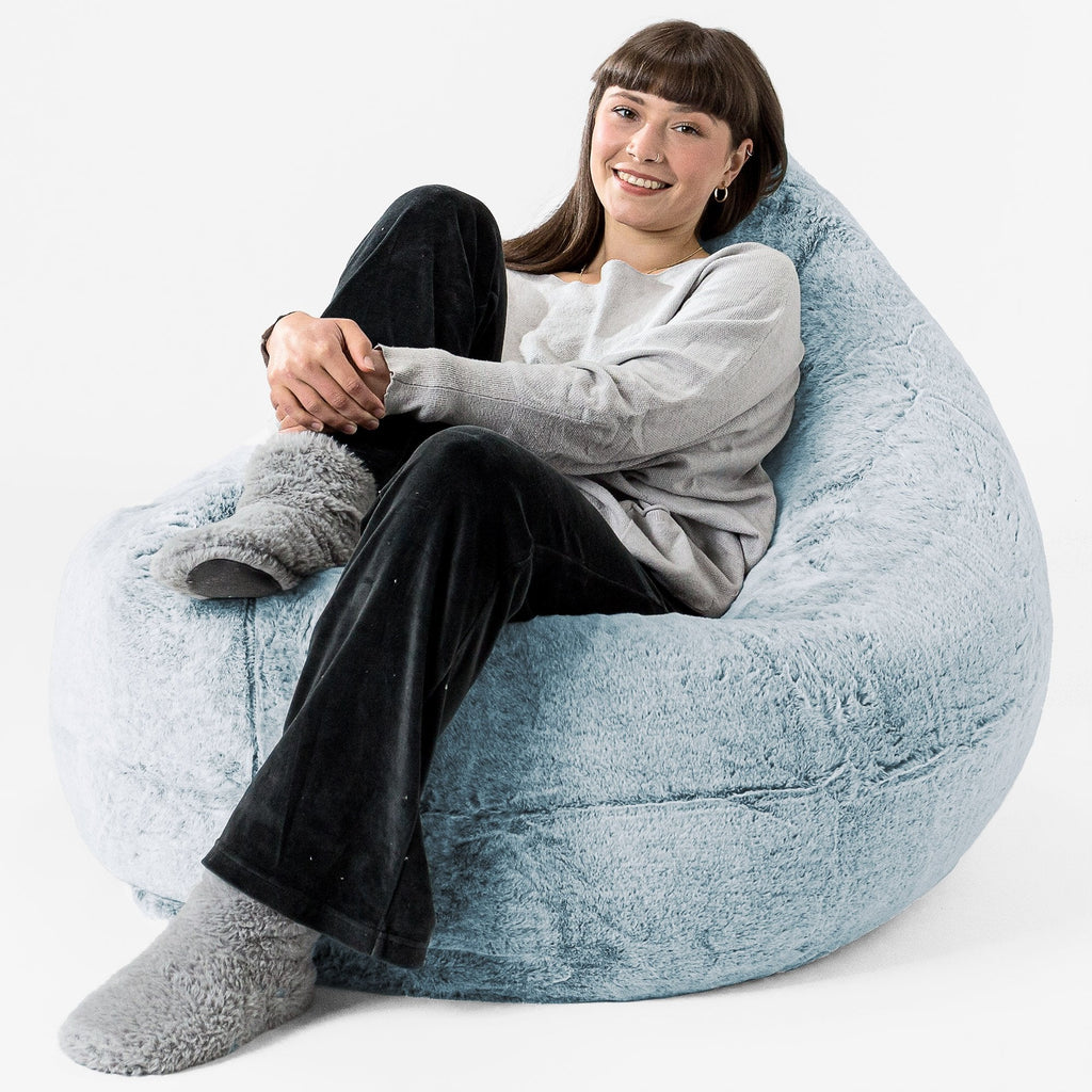 XL Pillow Beanbag - Faux Rabbit Fur Dusty Blue 02