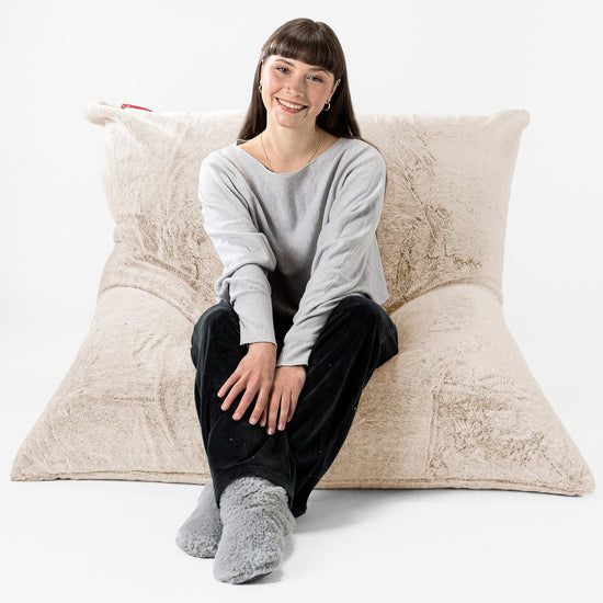 XL Pillow Beanbag - Faux Rabbit Fur White 01