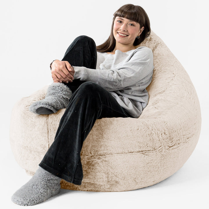 XL Pillow Beanbag - Faux Rabbit Fur White 02
