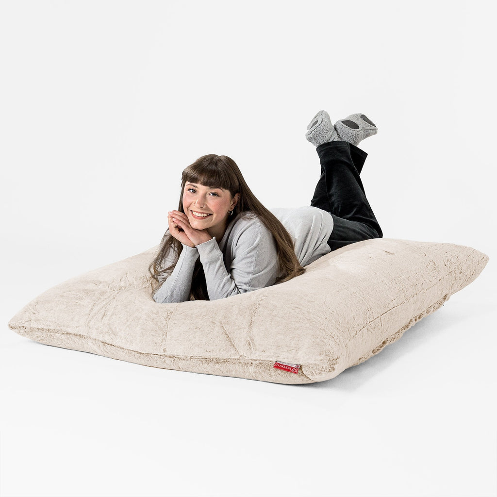 XL Pillow Beanbag - Faux Rabbit Fur White 03