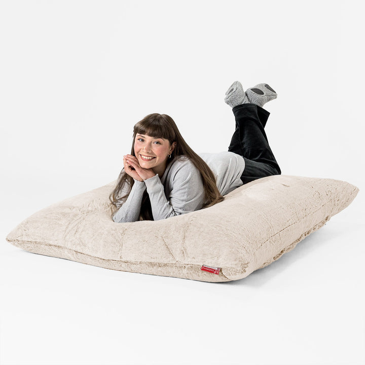 XL Pillow Beanbag - Faux Rabbit Fur White 03