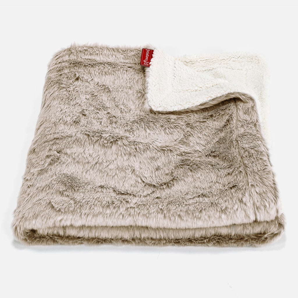 Sherpa Throw / Blanket - Faux Rabbit Fur Golden Brown 01