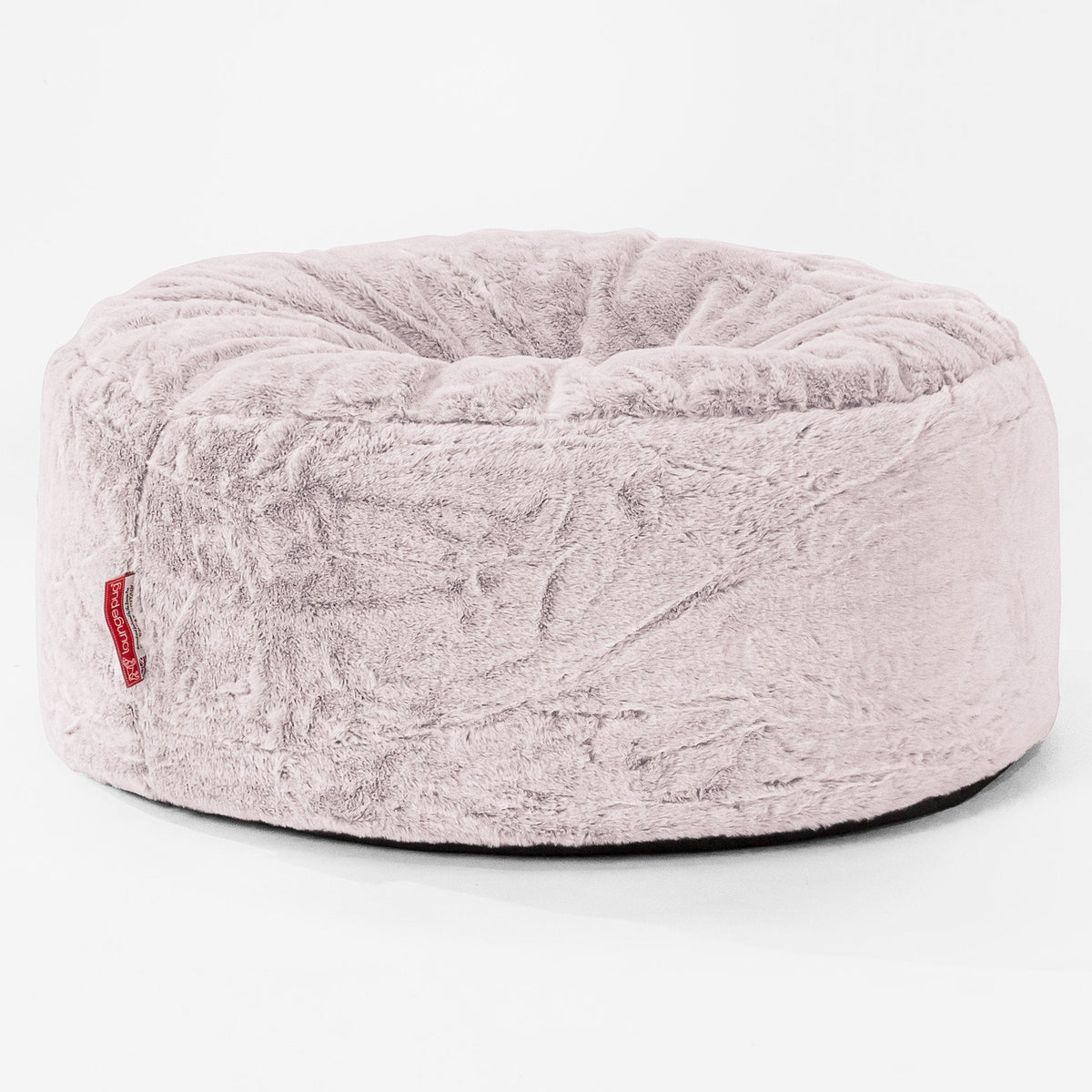 Large Round Pouffe Fluffy Faux Fur Rabbit Dusty Pink