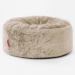 Large Round Pouffe - Fluffy Faux Fur Rabbit Golden Brown