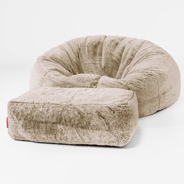 Classic Sofa Bean Bag - Faux Rabbit Fur Golden Brown 01