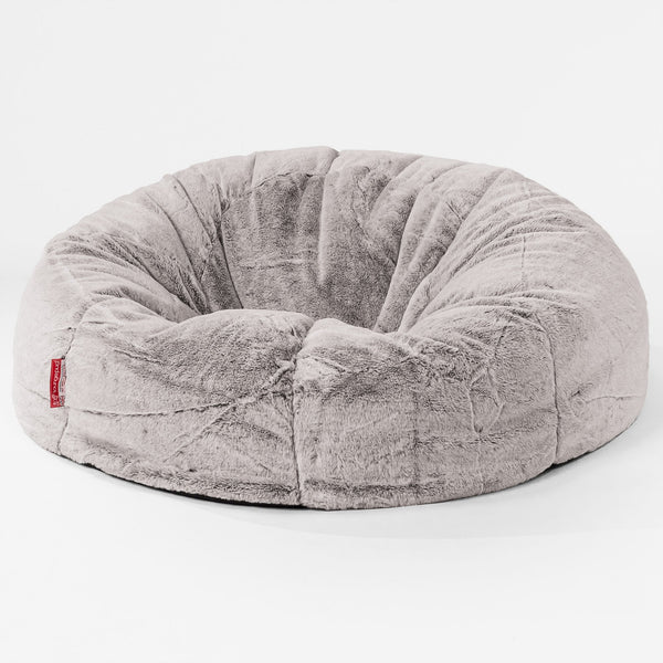 Classic Sofa Bean Bag - Faux Rabbit Fur Light Grey 01