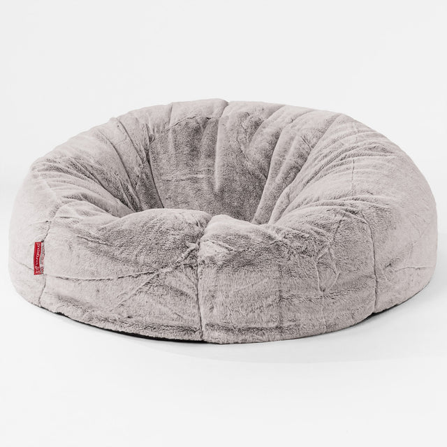 Classic Sofa Bean Bag - Faux Rabbit Fur Light Grey 01