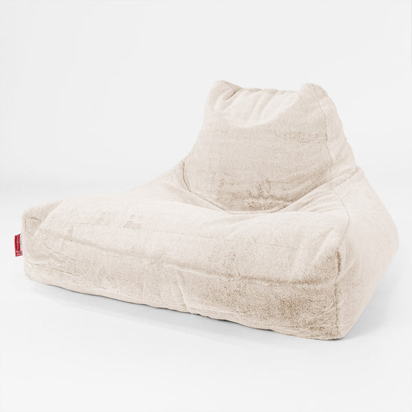 Mega Lounger Bean Bag - Faux Rabbit Fur White 01