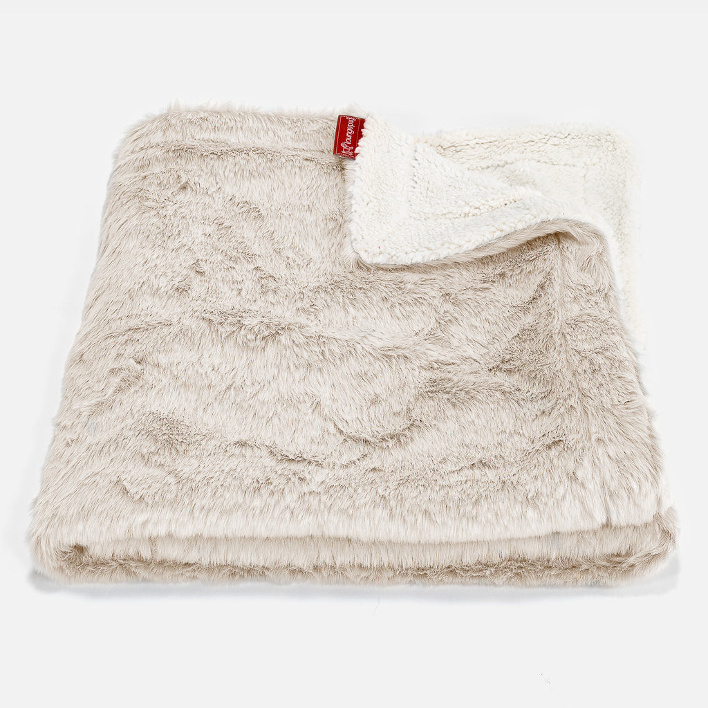 Sherpa Throw / Blanket - Faux Rabbit Fur White 01