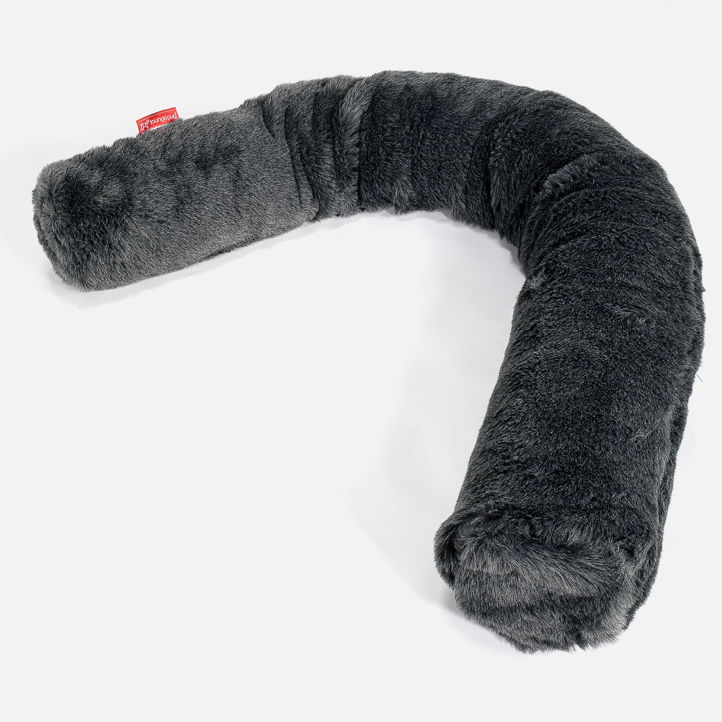 XXL Cuddle Cushion - Faux Fur Sheepskin Black 01