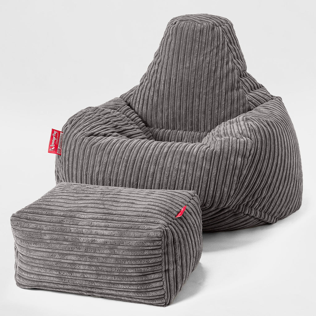 Teardrop Bean Bag Chair - Cord Graphite Grey 02