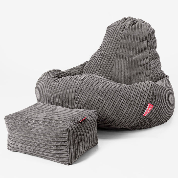 Ultra Lux Gaming Bean Bag Chair - Cord Graphite Grey 02