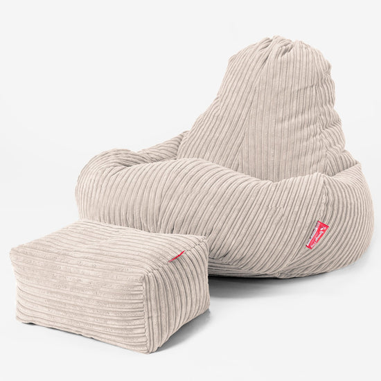 Ultra Lux Gaming Bean Bag Chair - Cord Ivory 02