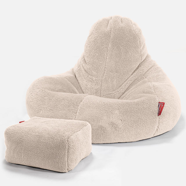 Ultra Lux Gaming Bean Bag Chair - Teddy Faux Fur Cream 02