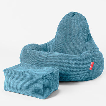 Ultra Lux Gaming Bean Bag Chair - Pom Pom Aegean Blue 02
