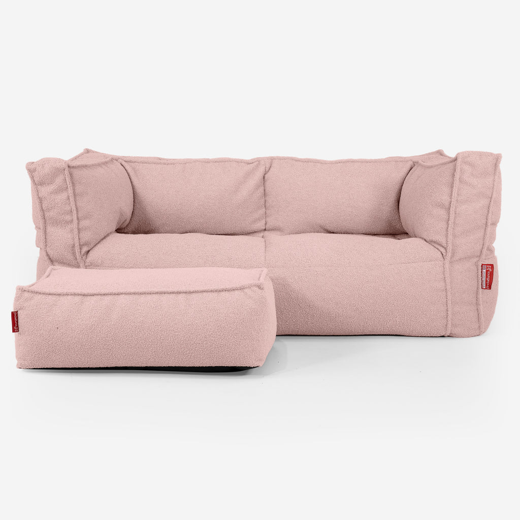 The 2 Seater Albert Sofa Bean Bag - Boucle Pink 02