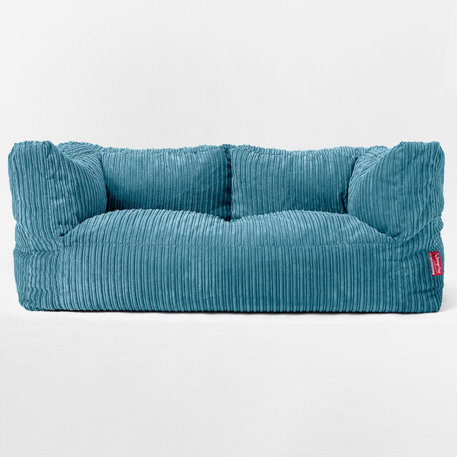 The 2 Seater Albert Sofa Bean Bag - Cord Aegean Blue 01