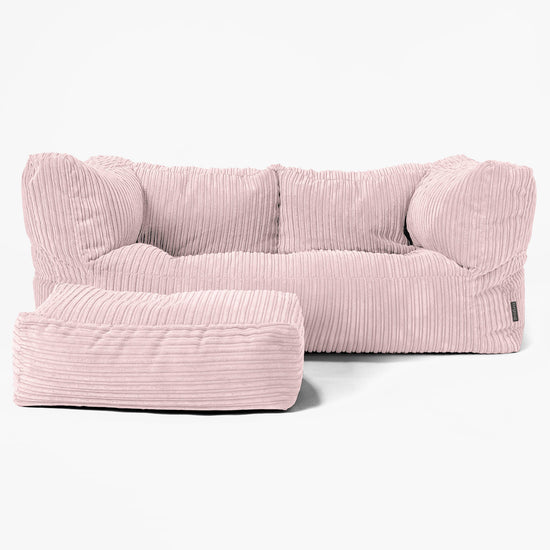 The 2 Seater Albert Sofa Bean Bag - Cord Blush Pink 02