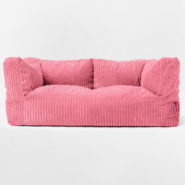 The 2 Seater Albert Sofa Bean Bag - Cord Coral Pink 01
