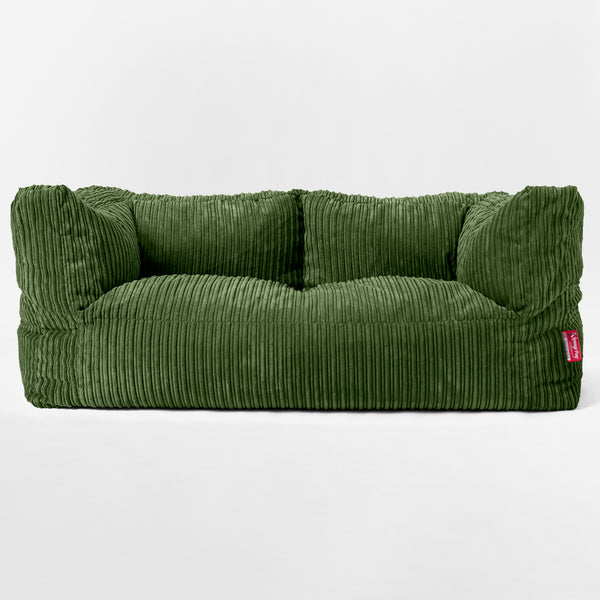 The 2 Seater Albert Sofa Bean Bag - Cord Forest Green 01