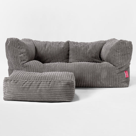 The 2 Seater Albert Sofa Bean Bag - Cord Graphite Grey 02
