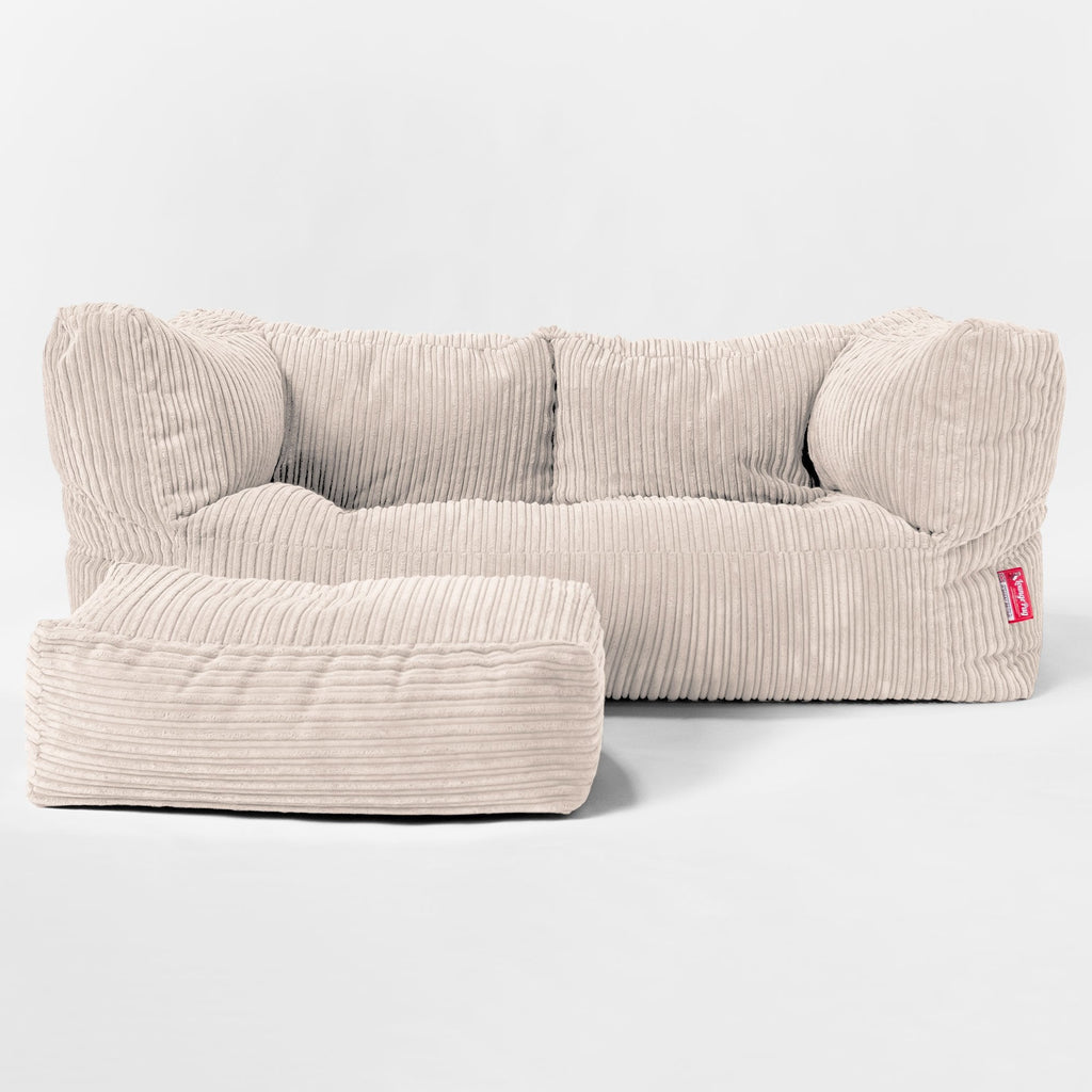 The 2 Seater Albert Sofa Bean Bag - Cord Ivory 02