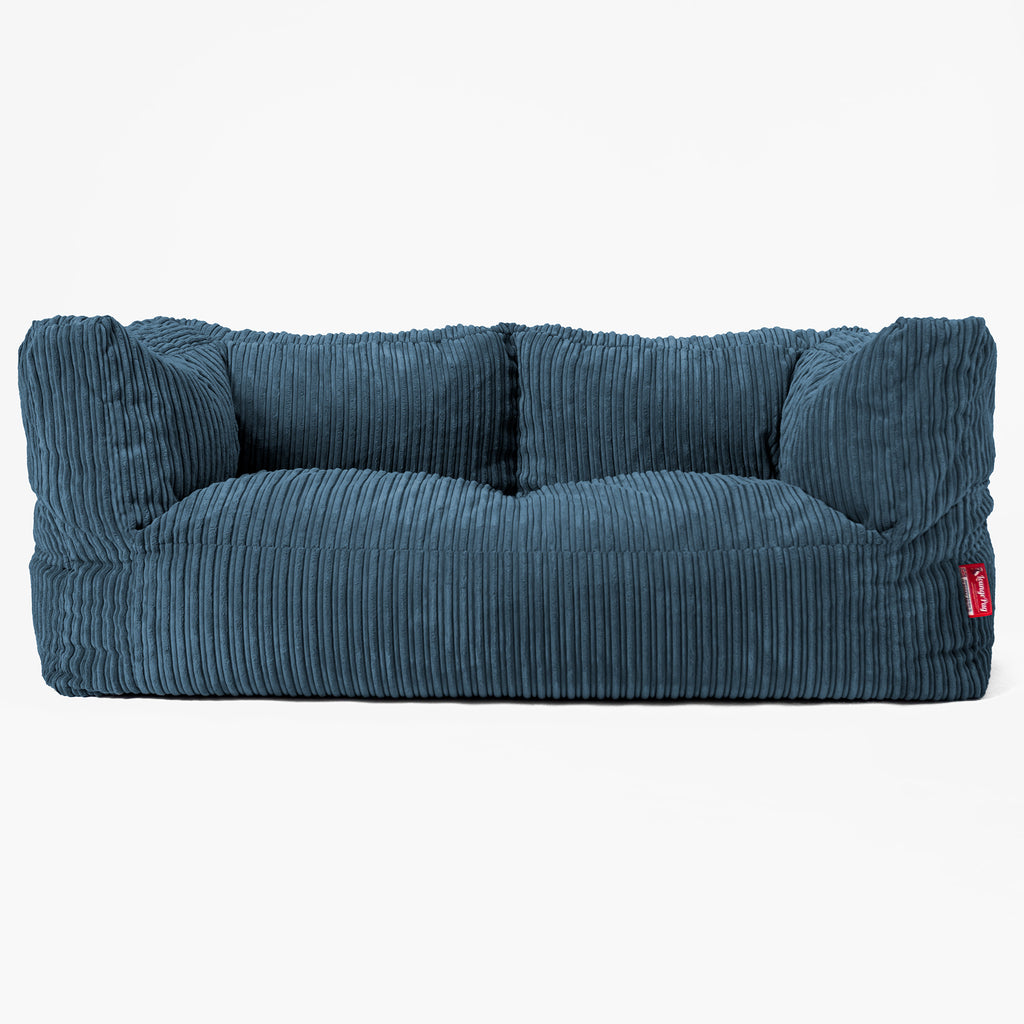 Lounge Pug Giant 2 Seater Bean Bag Sofa Cord Navy Blue Albert