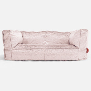 The 2 Seater Albert Sofa Bean Bag - Fluffy Faux Fur Rabbit Dusty Pink