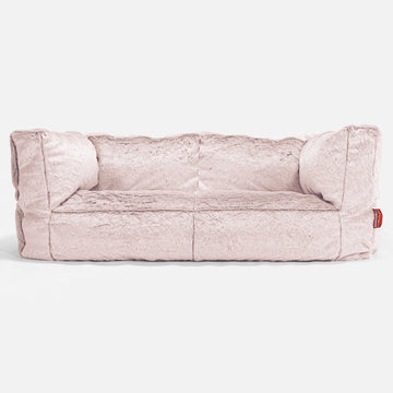 The 2 Seater Albert Sofa Bean Bag - Faux Rabbit Fur Dusty Pink 01