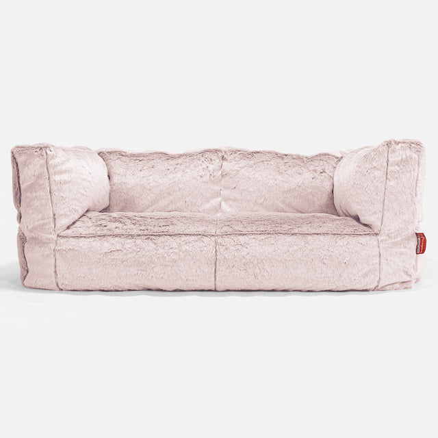 The 2 Seater Albert Sofa Bean Bag - Faux Rabbit Fur Dusty Pink 01